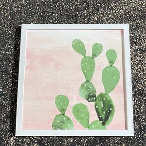 Prickly Cactus Plant Pink Frame Wall Decor